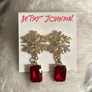 Betsey Johnson Snowflake Sparkly Drop Earrings